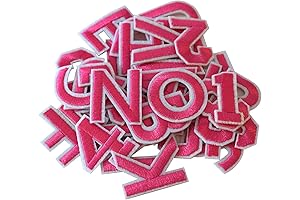 GYGYL 72 Pieces Iron-On Hot Pink Letters and NumbersPatches
