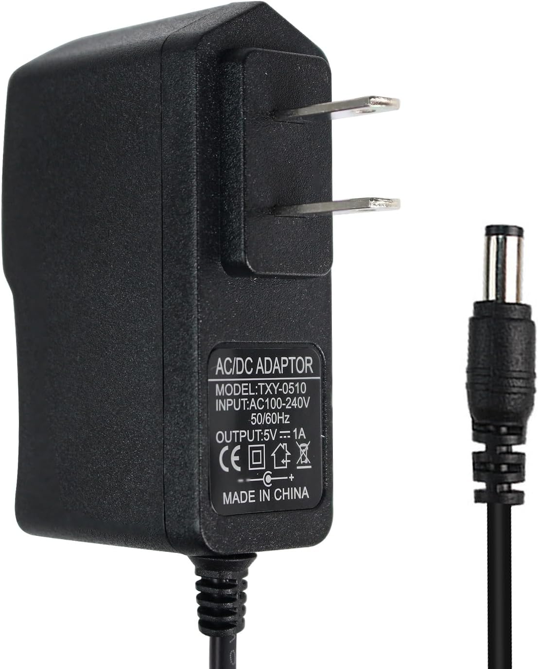 5V 1A DC Power Supply Cord, Max 5W Power Adapter Universal Wall Charger Plug, AC 100-240V to DC 5V 1A 5W, 5.5 * 2.5mm Jack Replacement Power Cord Cable