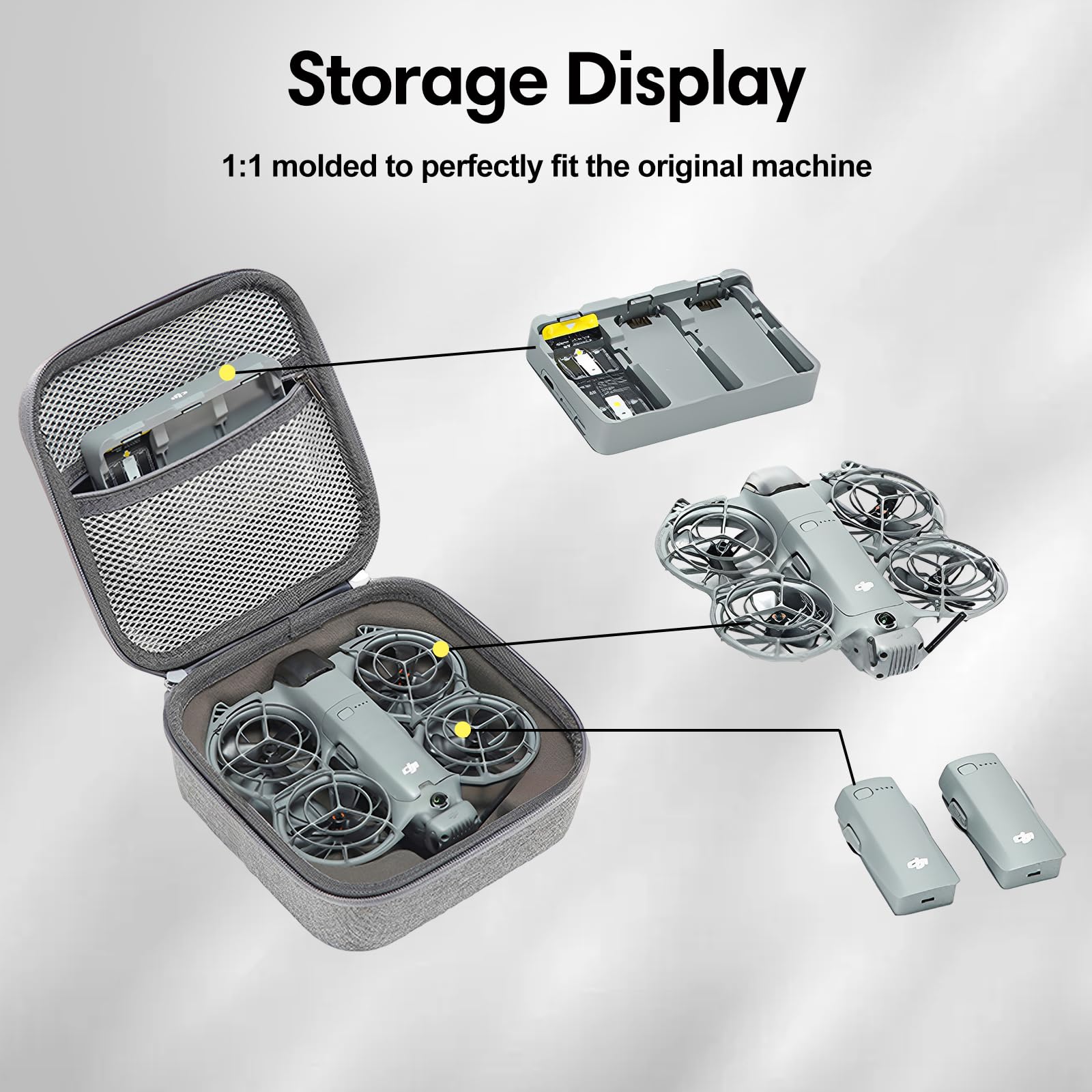 Neo 2 bolsa, carcasa dura portátil para DJI Neo 2 Drone, Maleta Drones Accesorios para DJI Neo 2, Gris Bolsa Estuche Portátil Ligero y Compacto