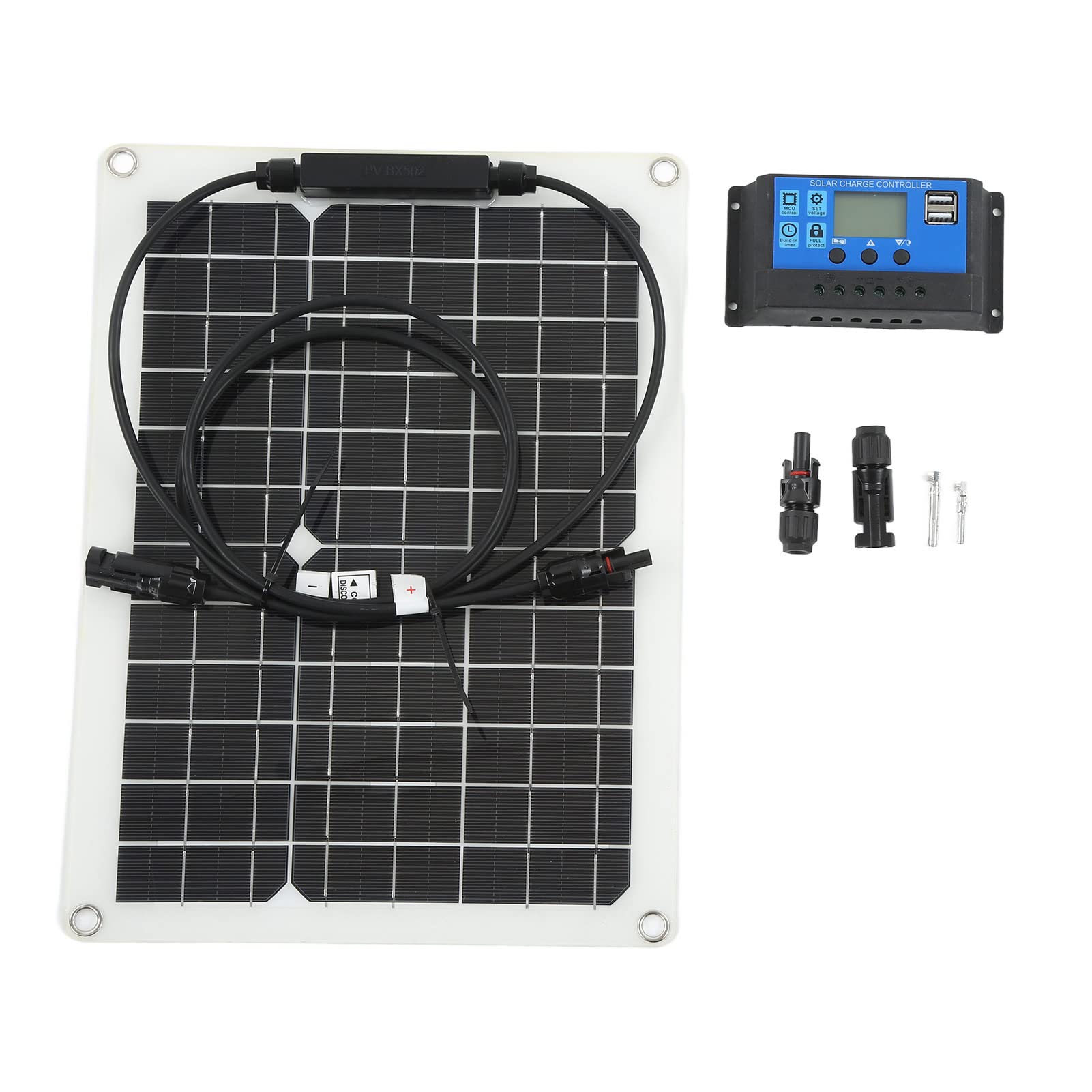Cryfokt 30W Monocrystalline Solar Panel Charger Kit with LCD Controller for