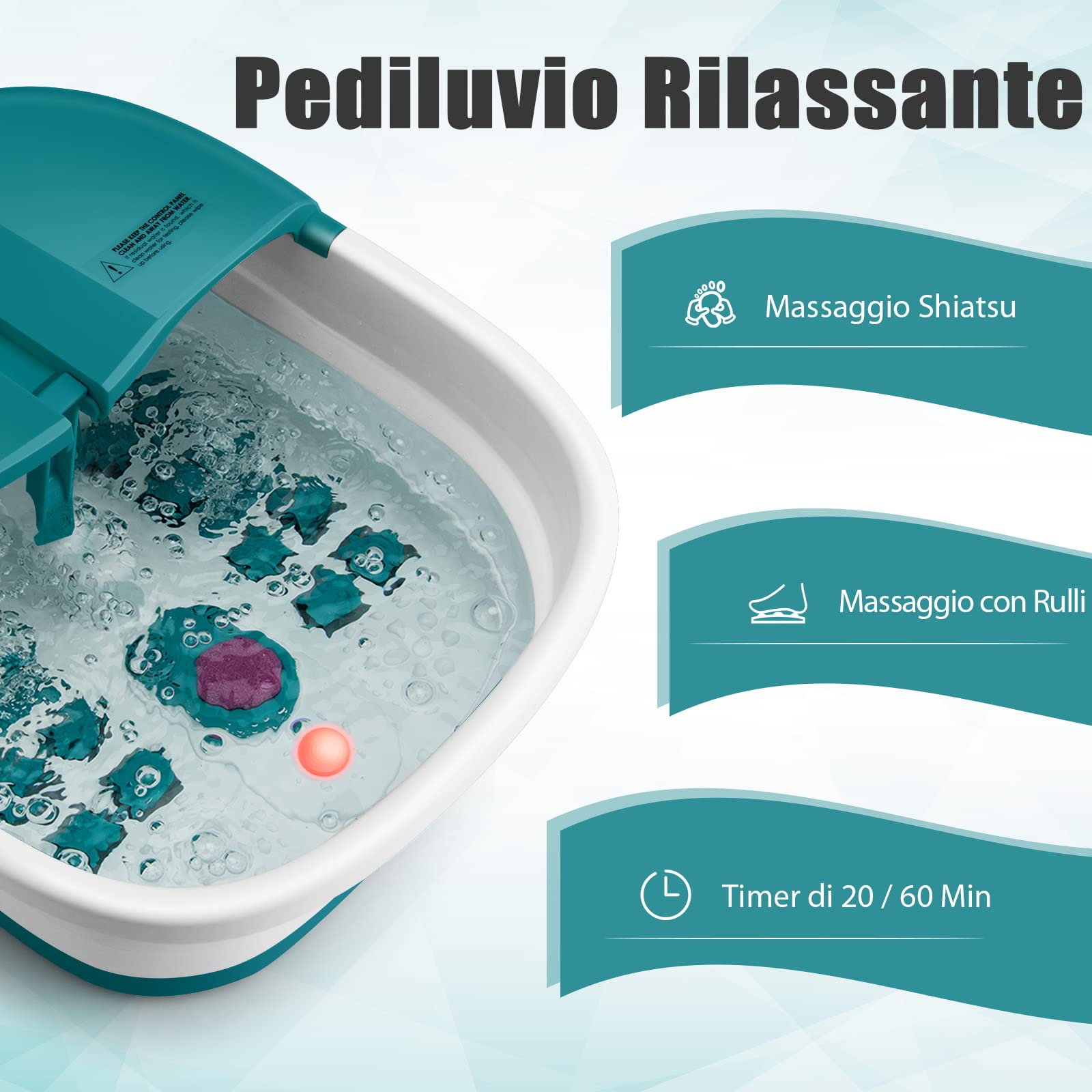 COSTWAY Pediluvio Massaggiatore Piedi Elettrico, Pediluvio Idromassaggio Plantare Pieghevole con Telecomando, 3 Temperature Regolabili, Timer, Fino al 45 (Anatra blu)