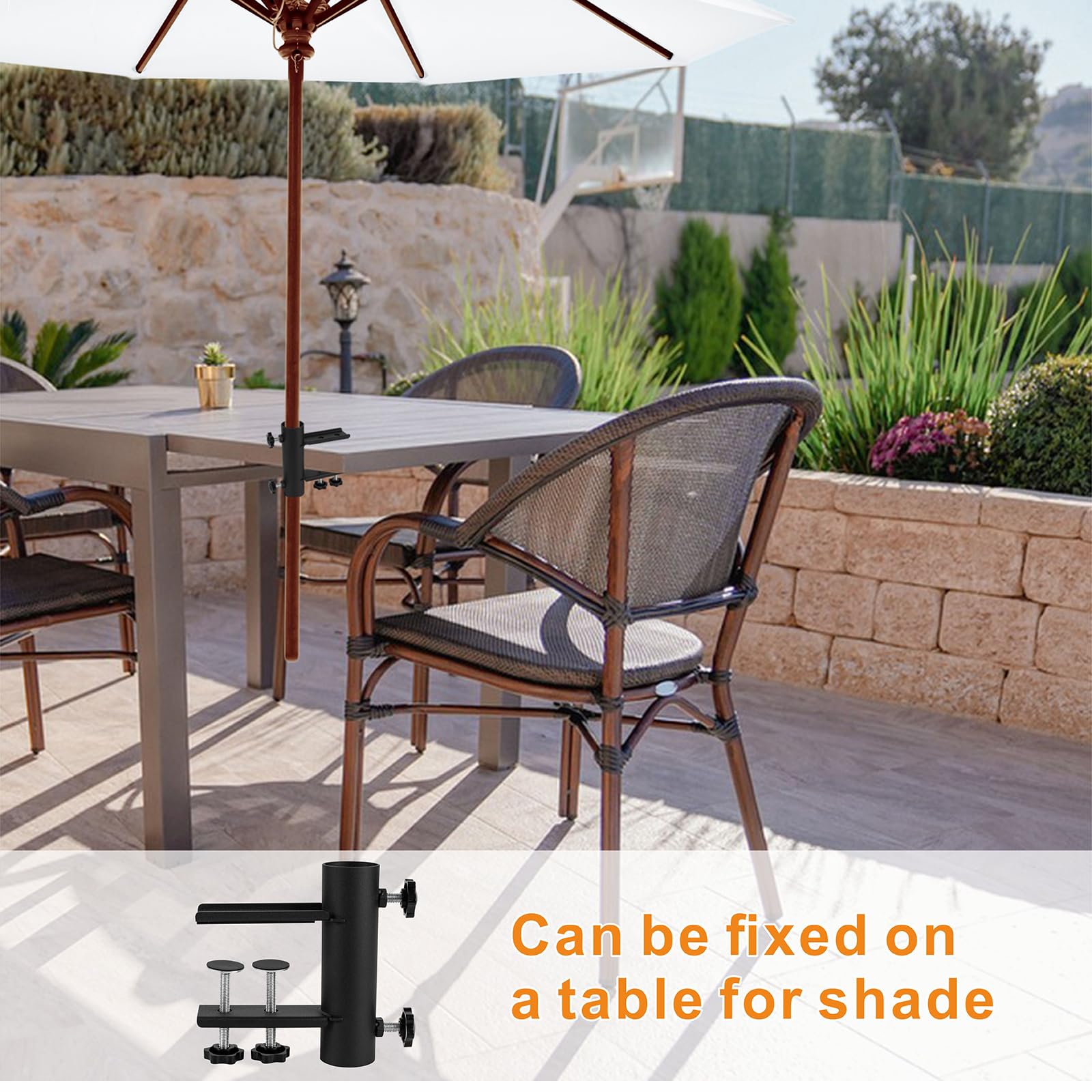 Parasol - houder 25 mm, parasol - klem voor balkon - Baco Army Goods