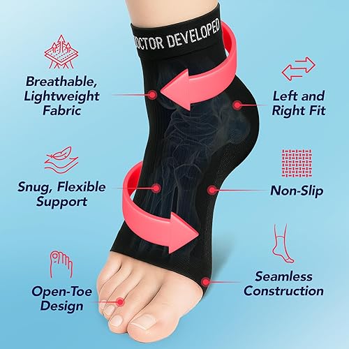 Miniatura 6 de Doctor Developed - Mangas de pie de cobre, calcetines para fascitis plantar (par) y manual escrito por el médico, alivio garantizado para la