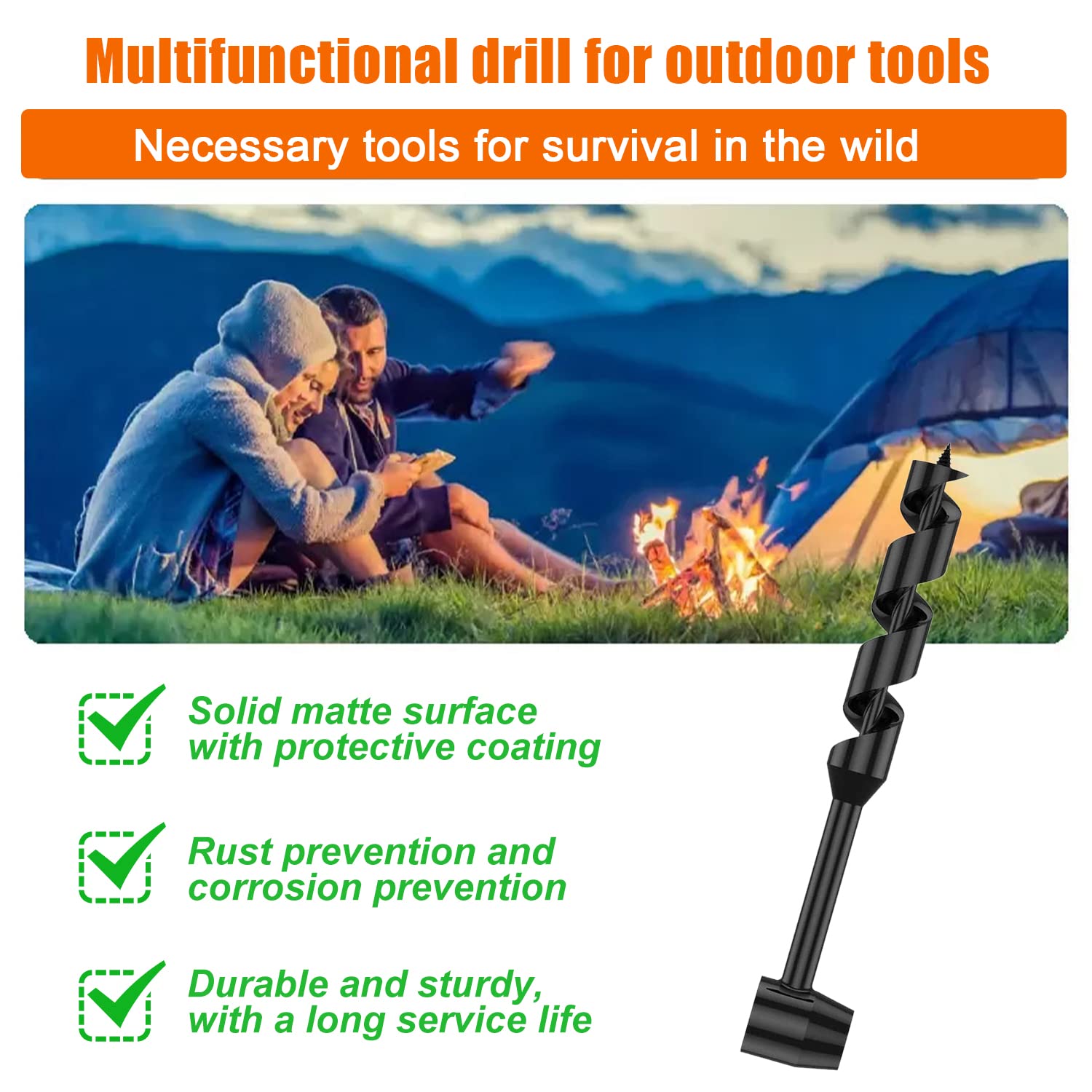 Trivella a Mano Multiuso, 25-230 mm, Leggera Portatile, per Legno, Sopravvivenza, Avventura Giungla, Campeggio ed Escursionismo