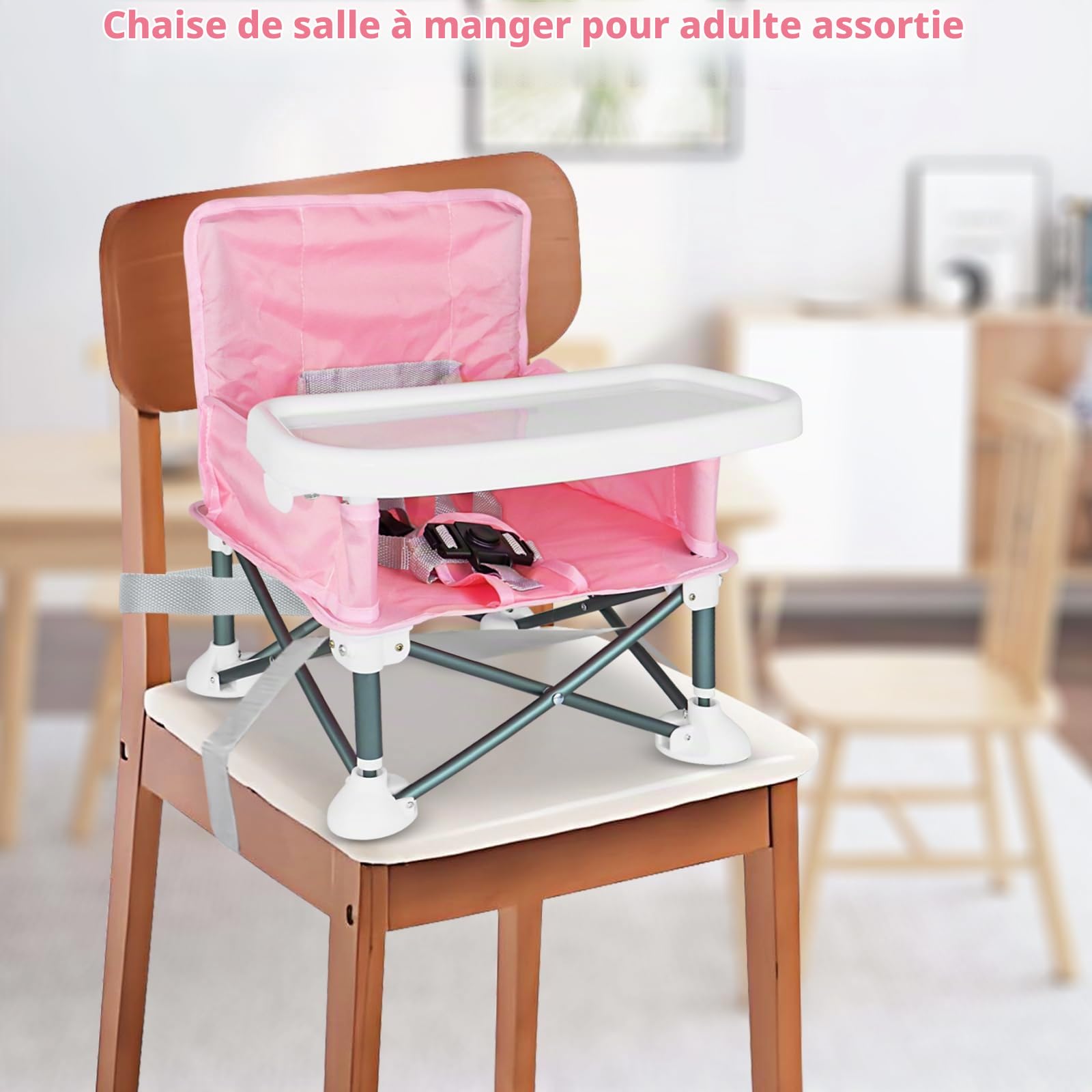 Chaise de camping pour bébé avec plateau, chaise haute portable avec sac de voyage, chaise de salle à manger, chaise haute de voyage pliable, chaise d'alimentation pour bébés et tout-petits