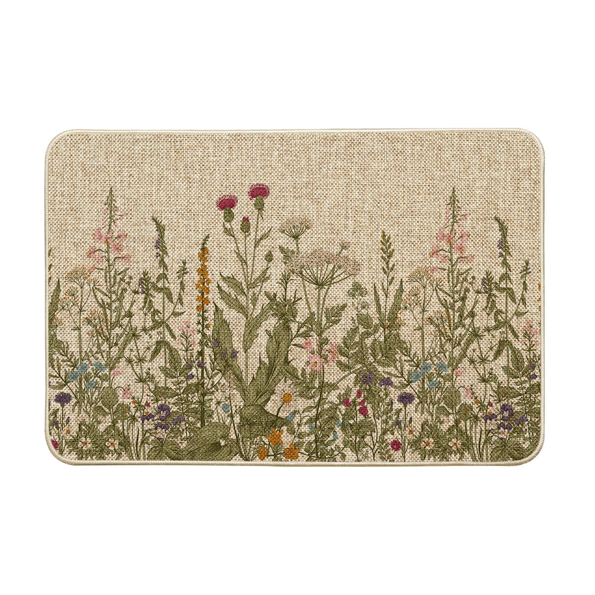 Artoid Mode Wildflower Floral Spring Doormat, Summer Home Decor Low-Profile Switch Rug Door Mat Floor Mat for Indoor Outdoor 24x35 Inch
