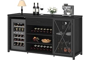 LVB Modern Wood Metal Large Wine Liquor Cabinet with Fridge Space