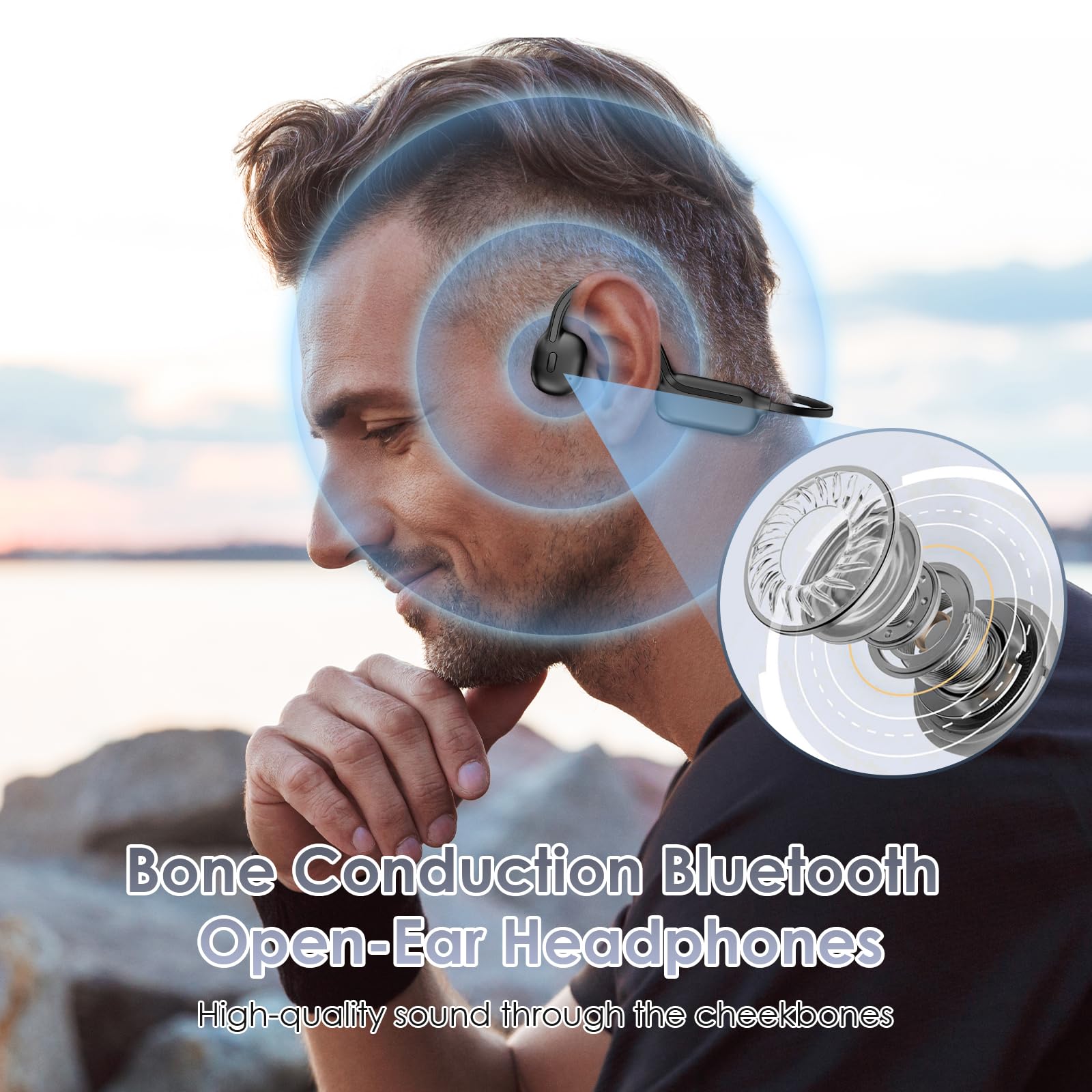 Casque Conduction Osseuse Casque Natation Bluetooth 5.3 Étanche IP68 32G Stockage 150mAh Flexible Casque Bluetooth sans Fil pour Natation Course à Pied Sport Travail