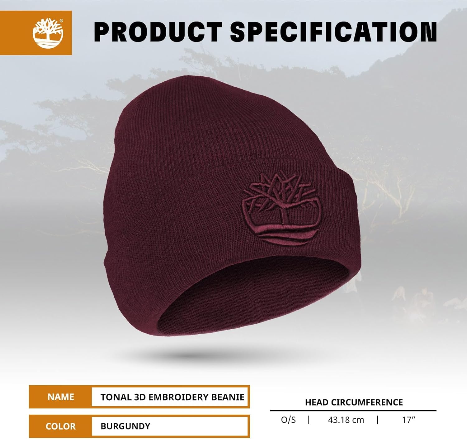 Timberland Men’s Tonal 3D Embroidery Beanie - Soft Knit Winter Hat, Raised Logo, Warm Stretch Fit for Cold Weather Wear - Image 6