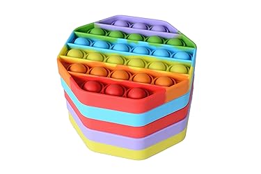 5 Pack Silicone Bubble Sensory Pop Fidget Toy, Office Toys, Anxiety Relief Squeeze Sensory, Autism, ADHD and Special Needs Stress Reliever, 5 Colors Including Rainbow by Treycer