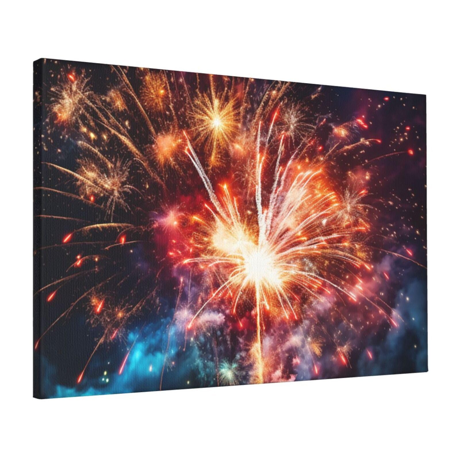 FodPand Canvas Wall Art for Living Room Wall Decor 16"x24" Modern Artwork Painting Pictures Hanging Canvas Prints Explosion Firework Aesthetic Wall Art for Bedroom Bathroom Office Wallart Decor