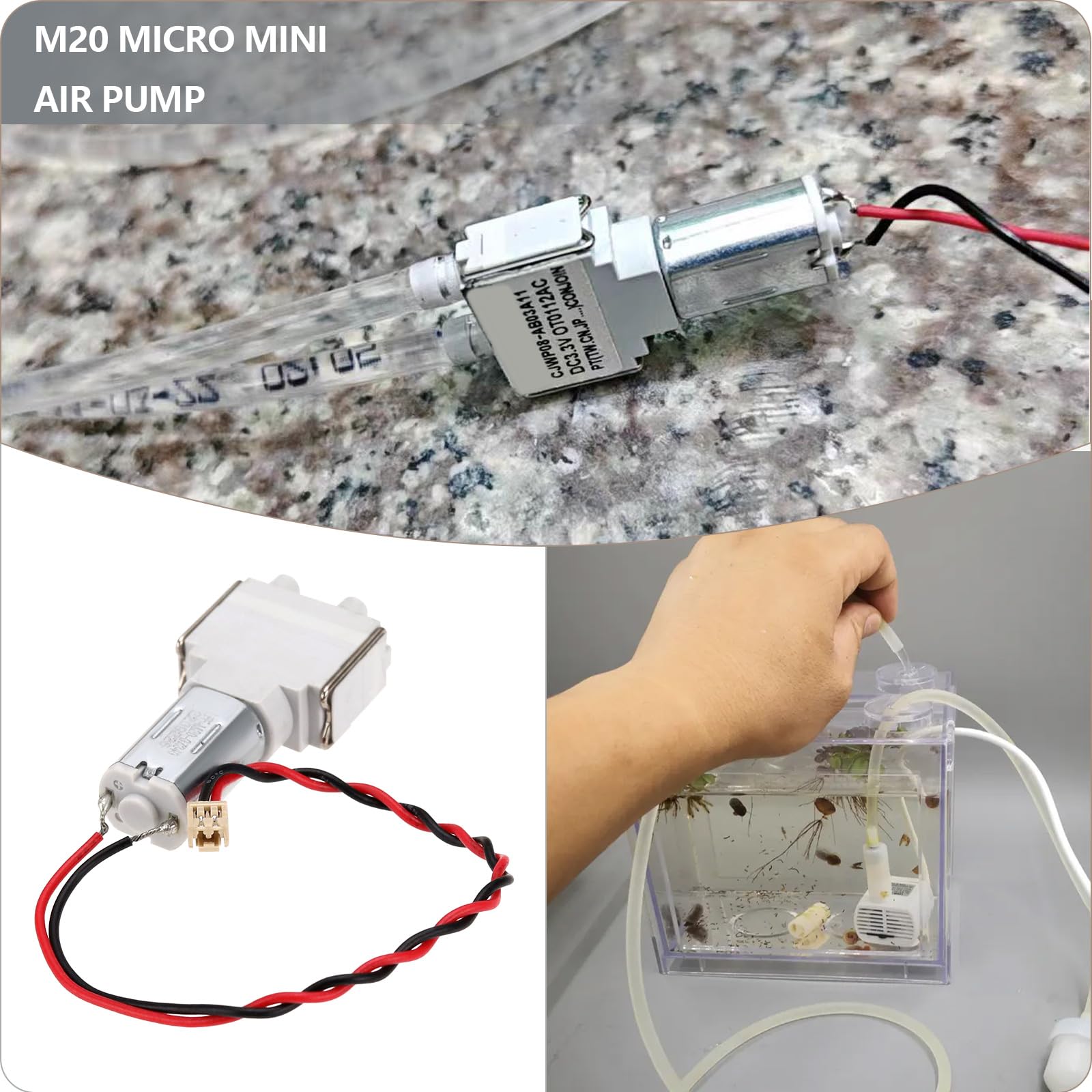 Create idea 2Pcs Self-Priming Water Pump M20 Mini Vacuum Pump Diaphragm Pump DC3V-3.7V for Pumping System Swimming Pool 33.5x10x3.5mm - Image 3
