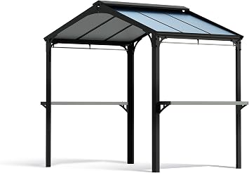 Palram - Canopia Austin 6 x 8 BBQ Grill Gazebo, Gray Polycarbonate Panels, Metal Frame Hardtop, Weather Protection & Shade Grilling Station for Deck, Backyard Bar and Grill