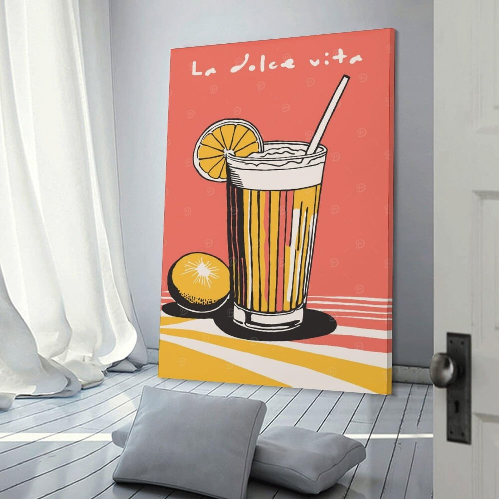Junmoney Canvas Wall Decor Retro Drink in Italy, 24x36inch(60x90cm), for Bedroom Decor, Cosy Corners Or Studios, Decorative Wall Art for Cosy Rooms