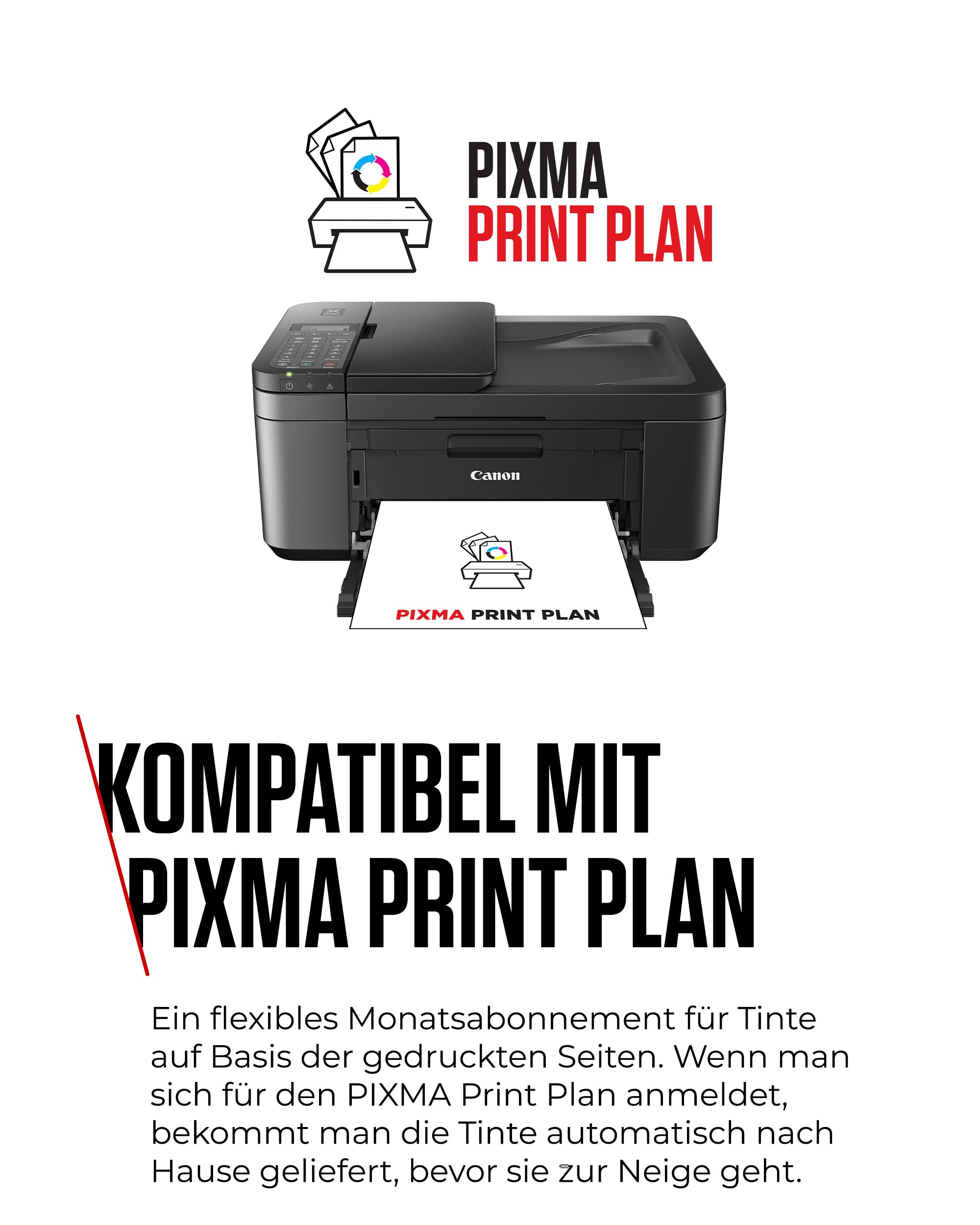 Canon PIXMA TR4755i Multifunktionsdrucker 4in1 (Tintenstrahl, Drucken, Kopieren, Scannen, Faxen, A4, 20 Blatt ADF, kompatibel mit Pixma Print Plan) schwarz - Enthält GP-501 A4-Fotopapier, 5 Blatt