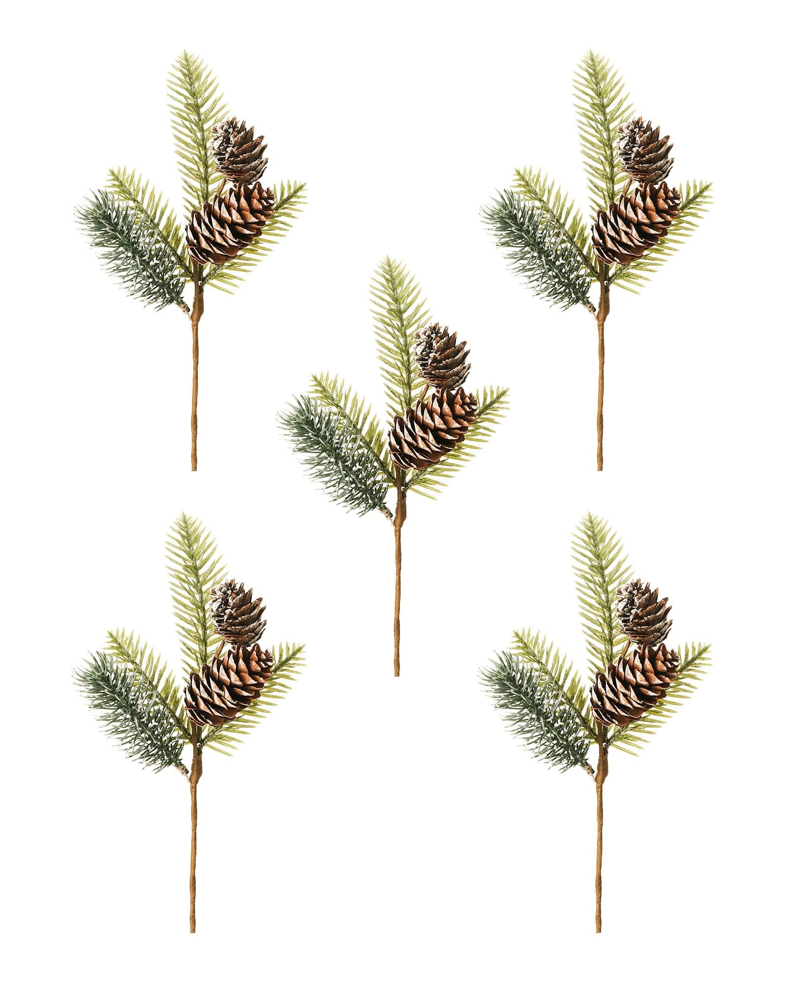 Set of 5 Spruce Pinecone Picks, 22 cm – Decorative Stems for Christmas Trees & Wreaths