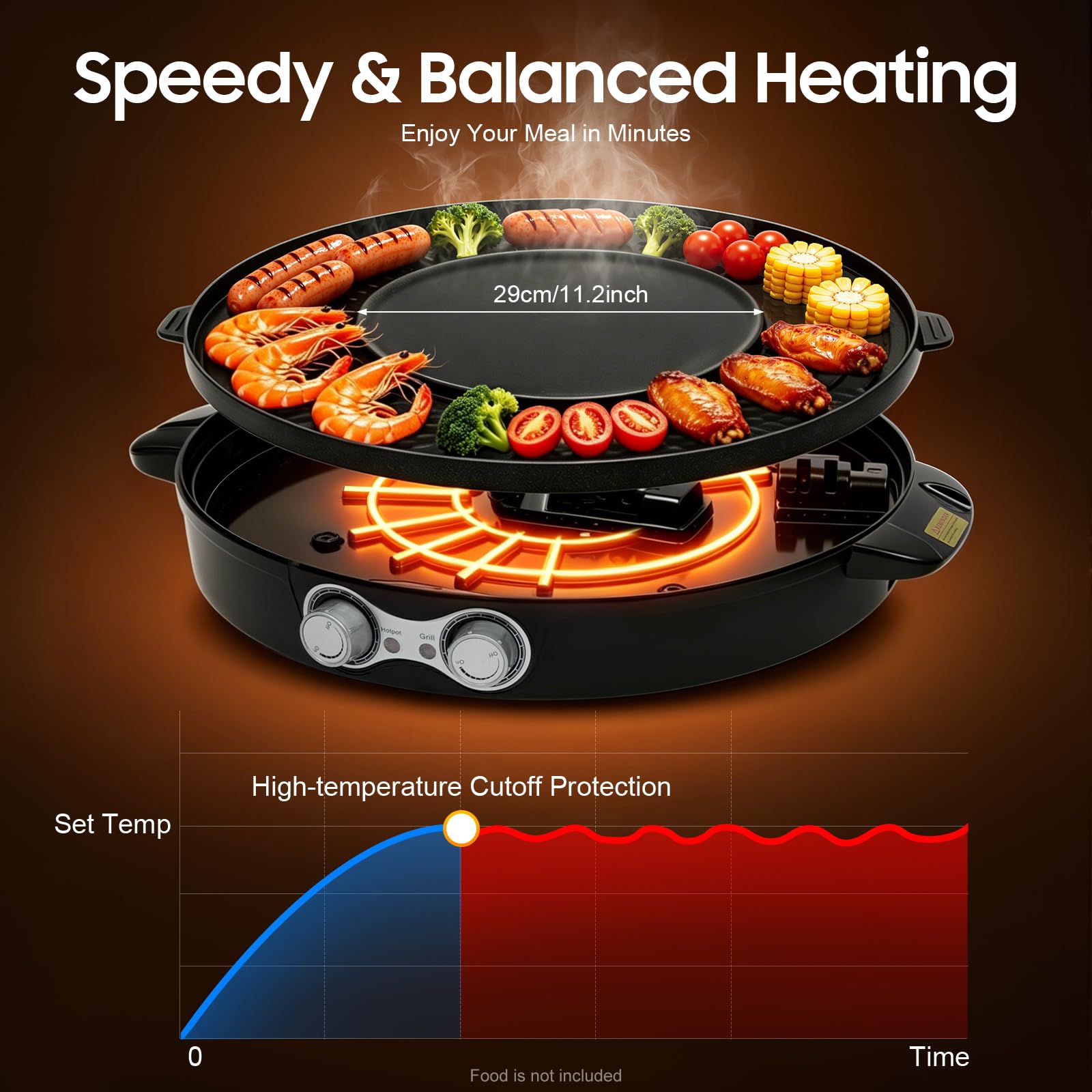 2200 W Hot Pot grill elektryczny 2 w 1 Hotpot garnek 220 V grill elektryczny | Wielofunkcyjny czajnik elektryczny do zupy, czarny, do użytku w pomieszczeniach i w domu