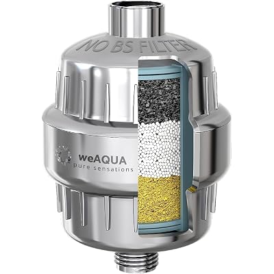 weAQUA Heavy Duty NO BS Shower Filter – 99% Removal for Hard Water, Chlorine, Fluoride, Heavy Metals, Micro-life, Organics and More