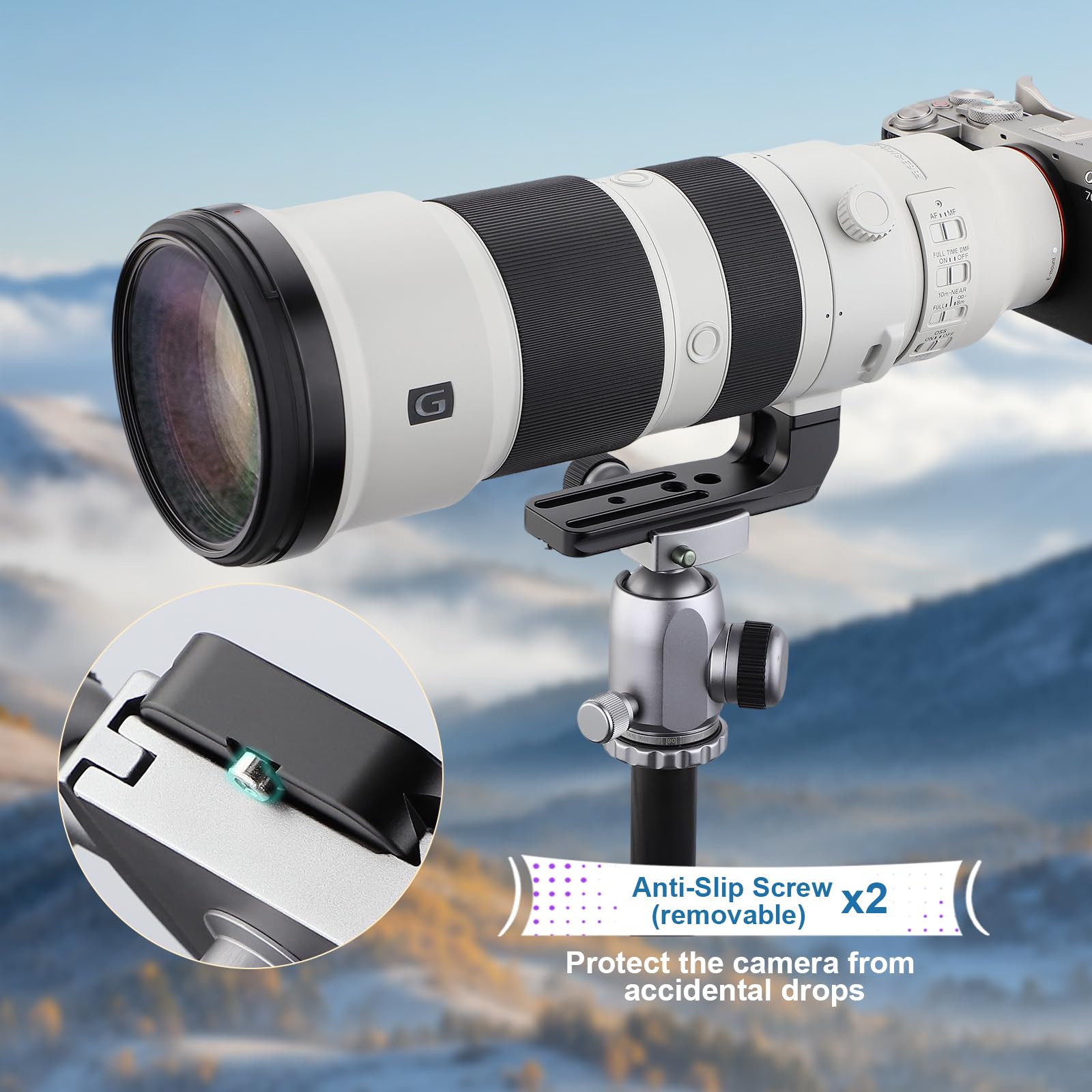 LEFTFOTO Wymienna stopka obiektywu do Sony FE 400-800 mm F6.3-8 G OSS (SEL400800G) Pierścienie do montażu statywu do obiektywu podstawa stojaka z płytą Arca
