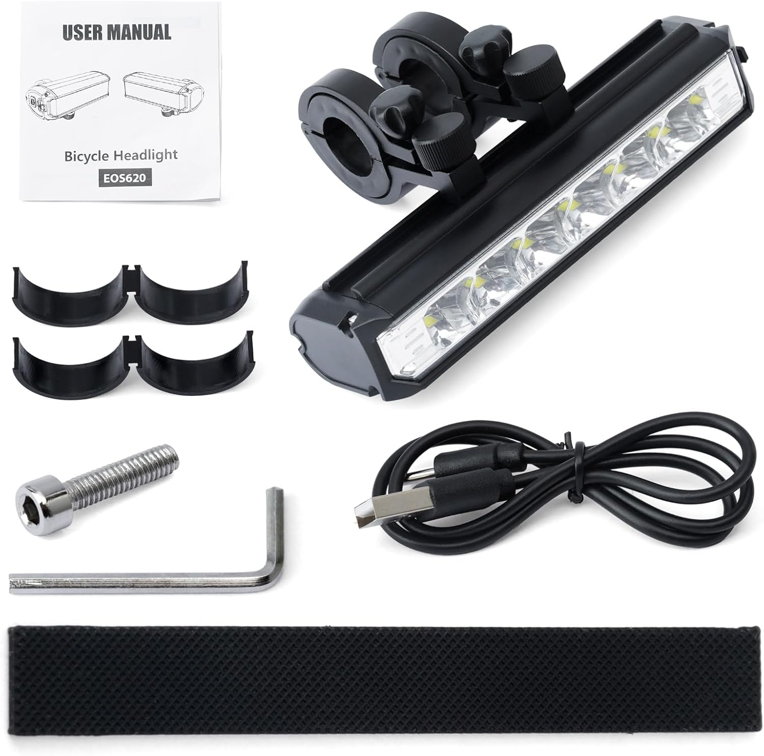 LED Bike Light Compatible with Tuttio Soleil01 Electric Dirt Bike USB Rechargeable Bicycle Headlight Daytime Running Lights with Mounting Bracket and Tools, for Night Riding Off-Road Cycling