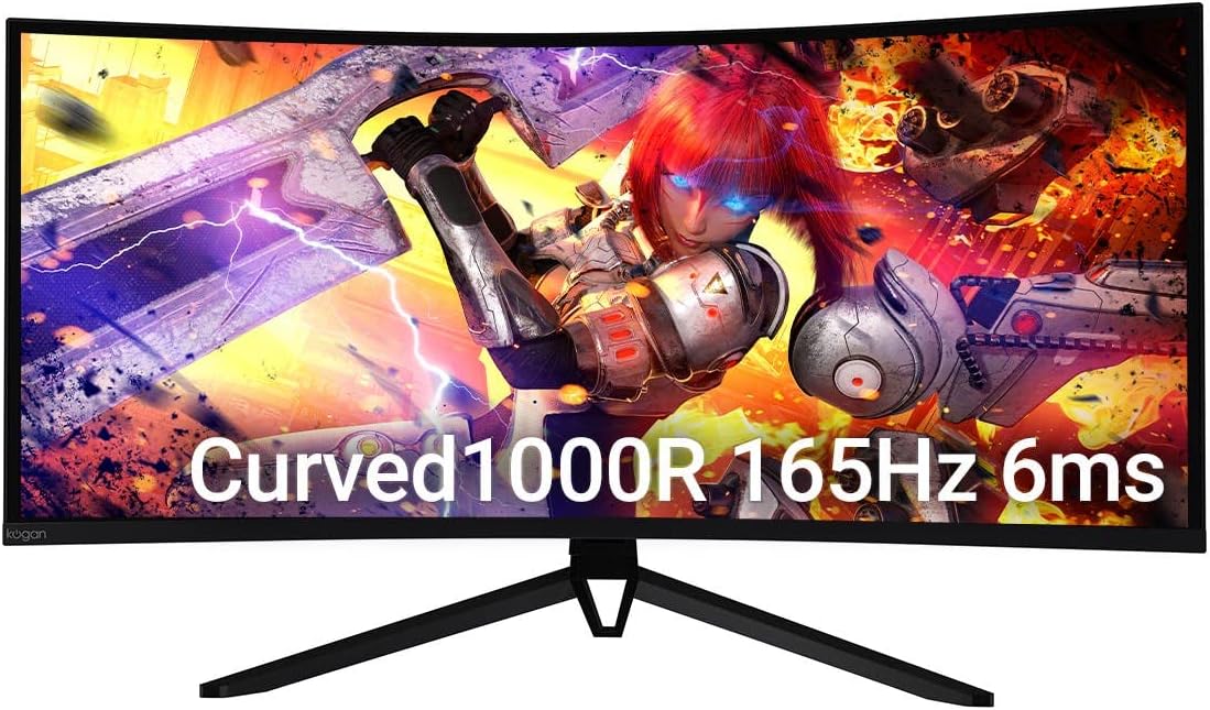 Kogan 34" Curved Ultrawide WQHD 165Hz USBC FreeSync HDR Monitor (3440