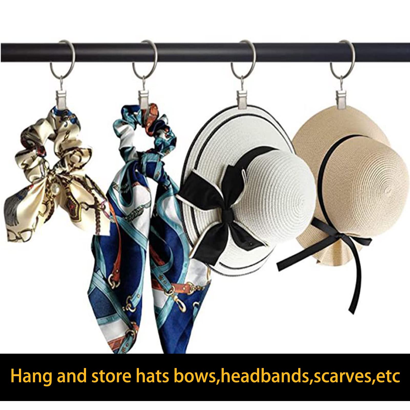 40 Clip Con Anelli Argento Per Tende, 35mm - Con Ganci Plastica Bianchi, Per Tende Doccia, Feste O Luce LED