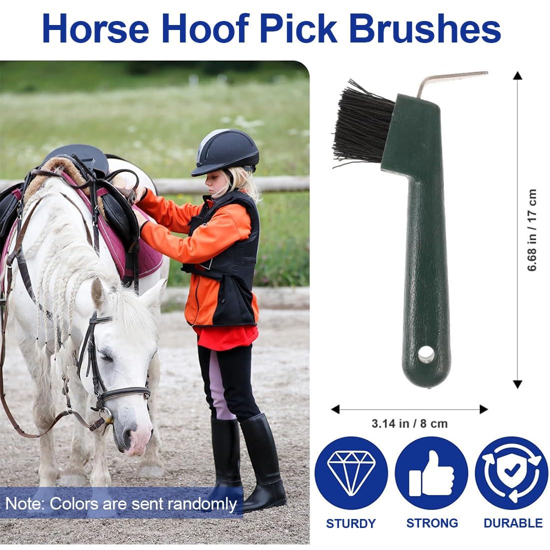 2Pcs Cuidado de los Cascos del caballo 2 Raspadores de Pezuñas con Cepillo 2 en 1, Accesorios para el Cuidado de Caballos, Adecuados para Limpiar Pezuñas y Cuidar Pezuñas Suministros De Limpieza