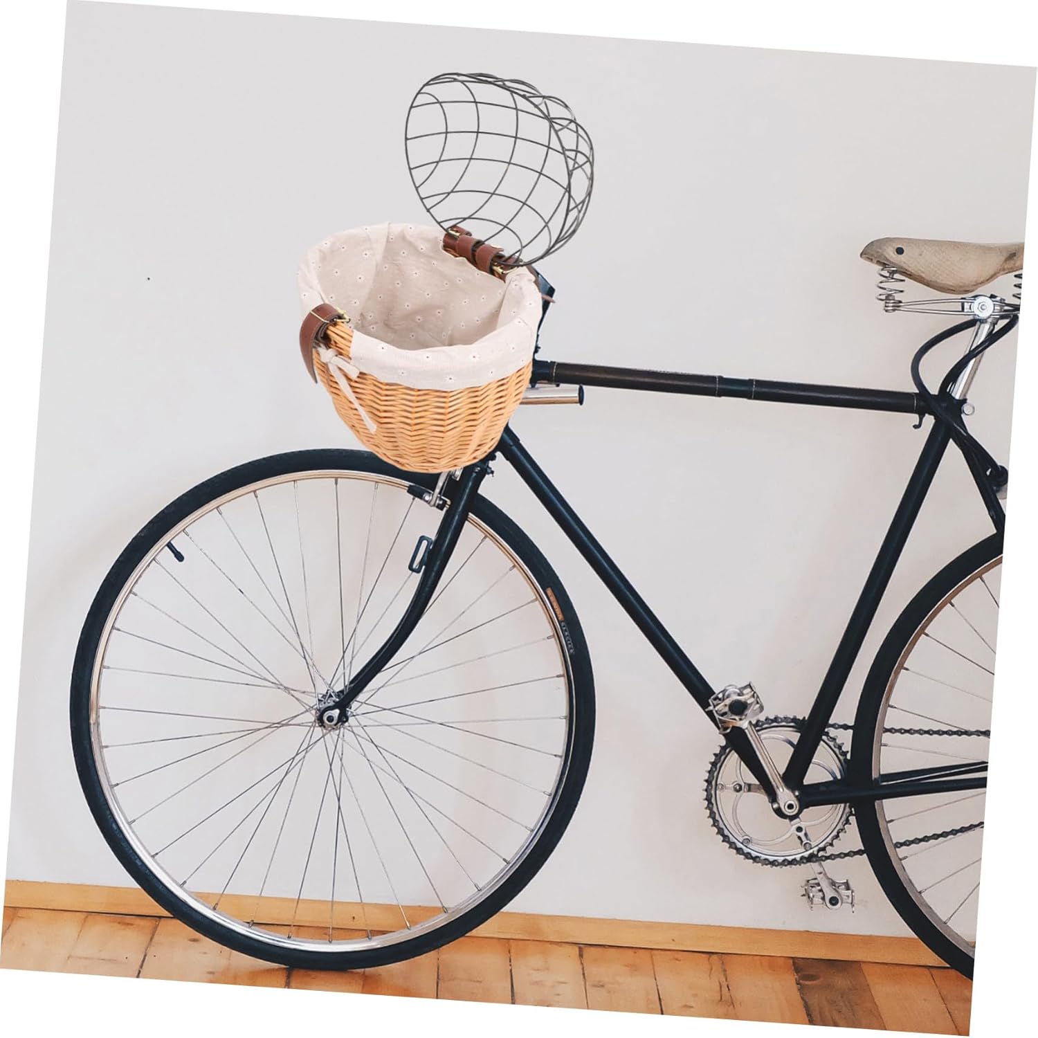 ペット用自転車前かご 耐久性鉄製フレーム付き 取り外し簡単 クイックリリースハンドルバー装着 小物収納対応 快適設計