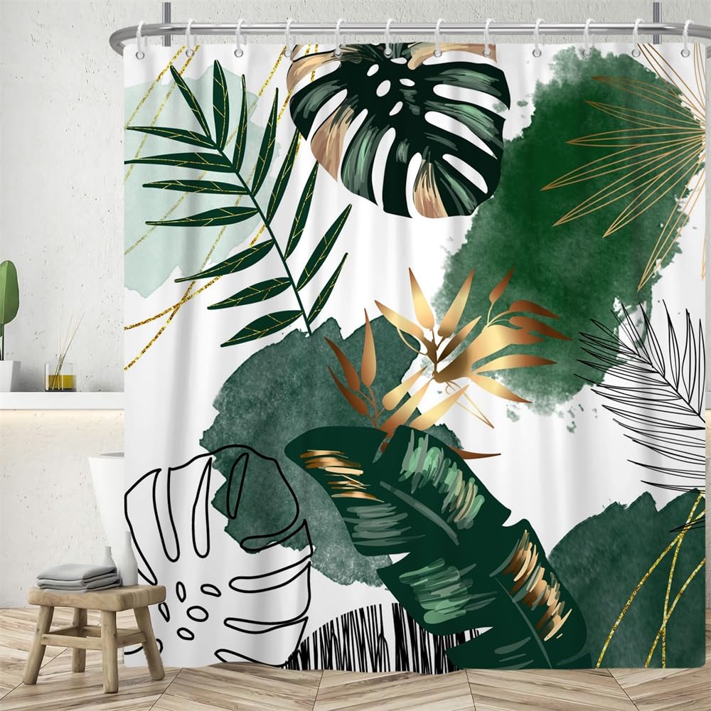 Uiiooazy Green Gold Shower Curtain