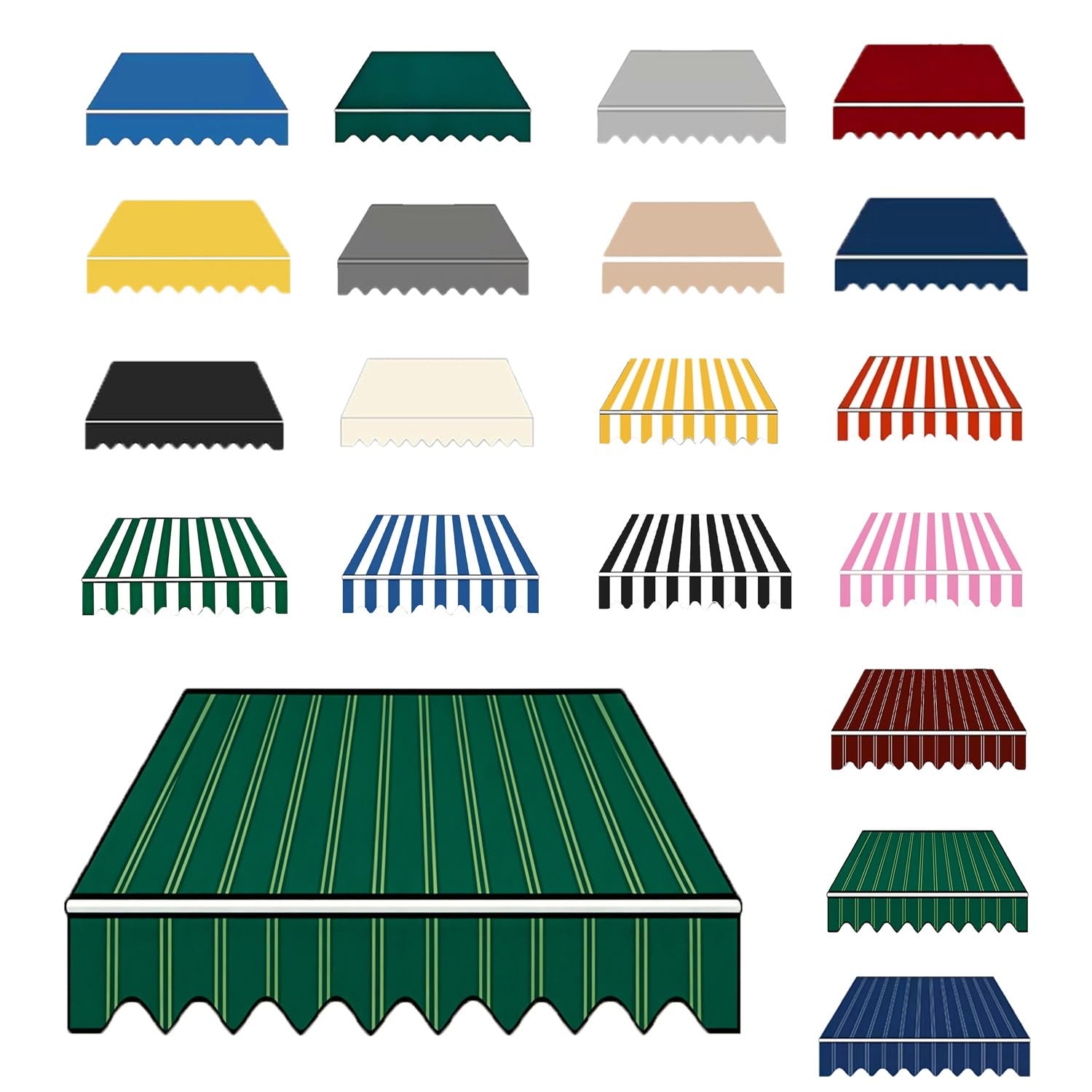 Awning Waterproof Fabric Replacement, 2 3.5 3.8 5 6 m Polyester Canopy Cover for Deck Backyard Garden Balcony, Many Sizes Sun Shade Canvas Cloth with UV Protection(Fine Green,B4.5mxH4m)