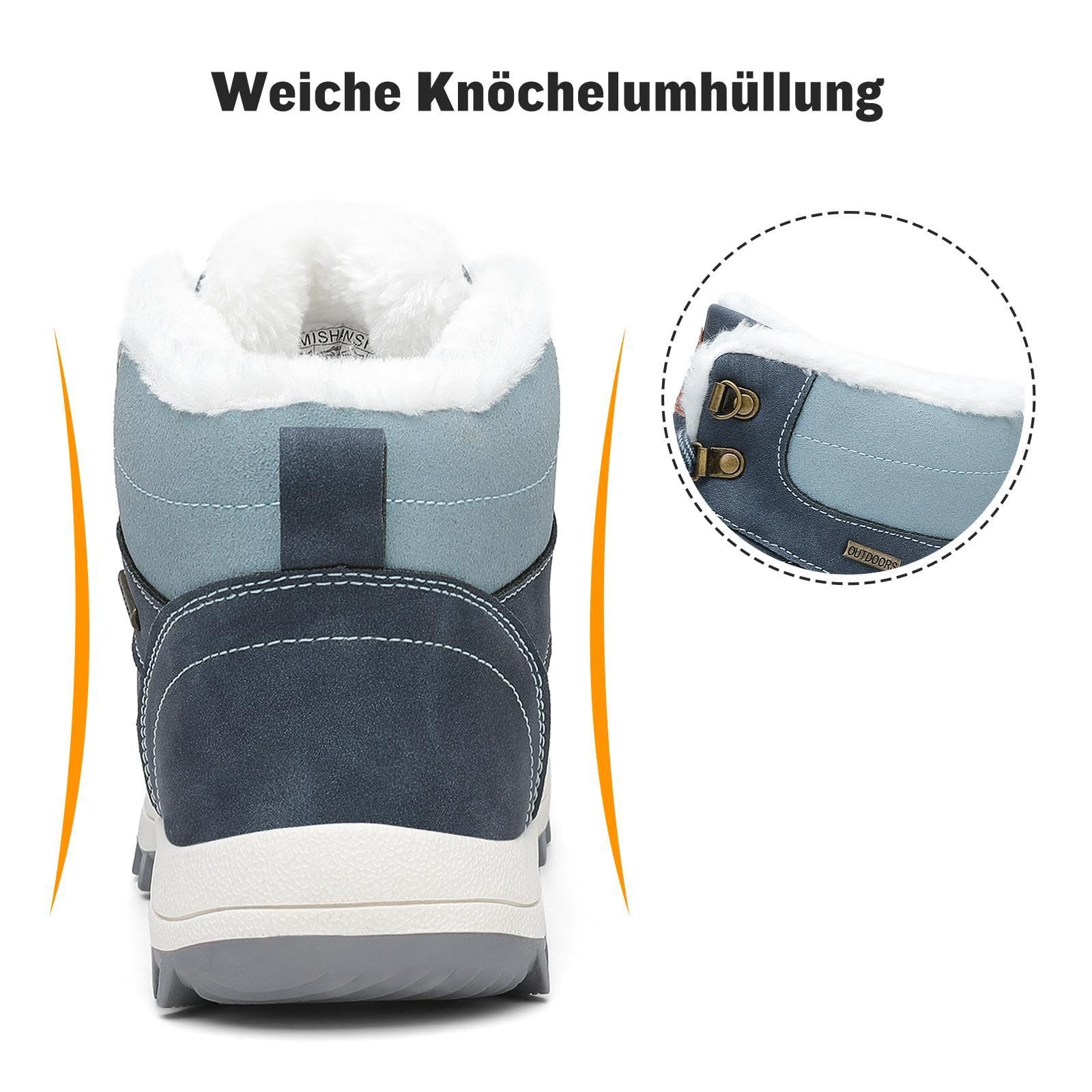 Mishansha Scarpe Uomo Donna Invernali Impermeabili Antiscivolo Stivaletti Invernali con Pelo, Gr.36-48