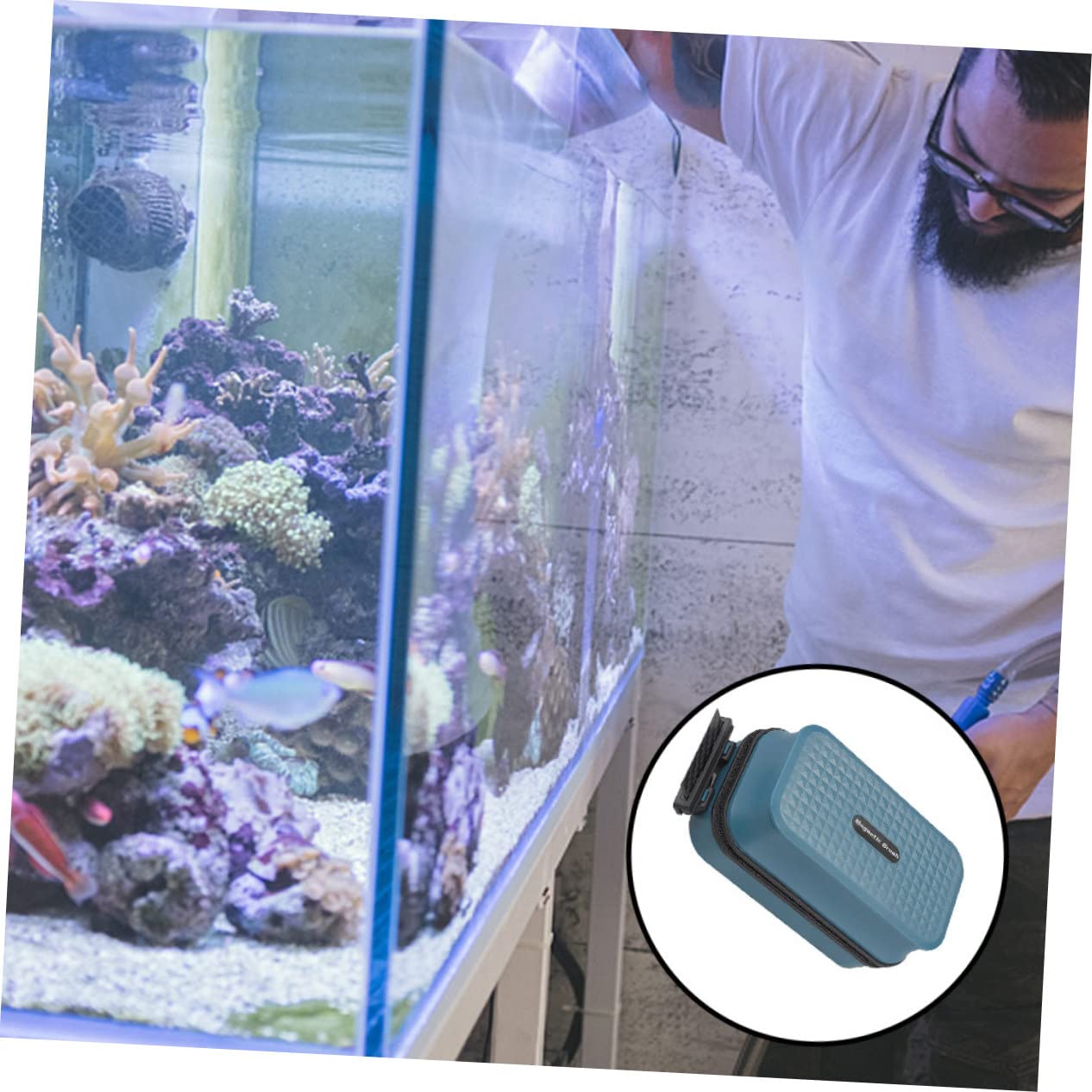 POPETPOP 2 Uds Cepillo Magnético Acuario Limpiador De Vidrio Magnético Pecera Portátil Pecera Acuario Raspador Magnético De Algas Acuario De Vidrio Cepillo De Vidrio Acrílico Doble