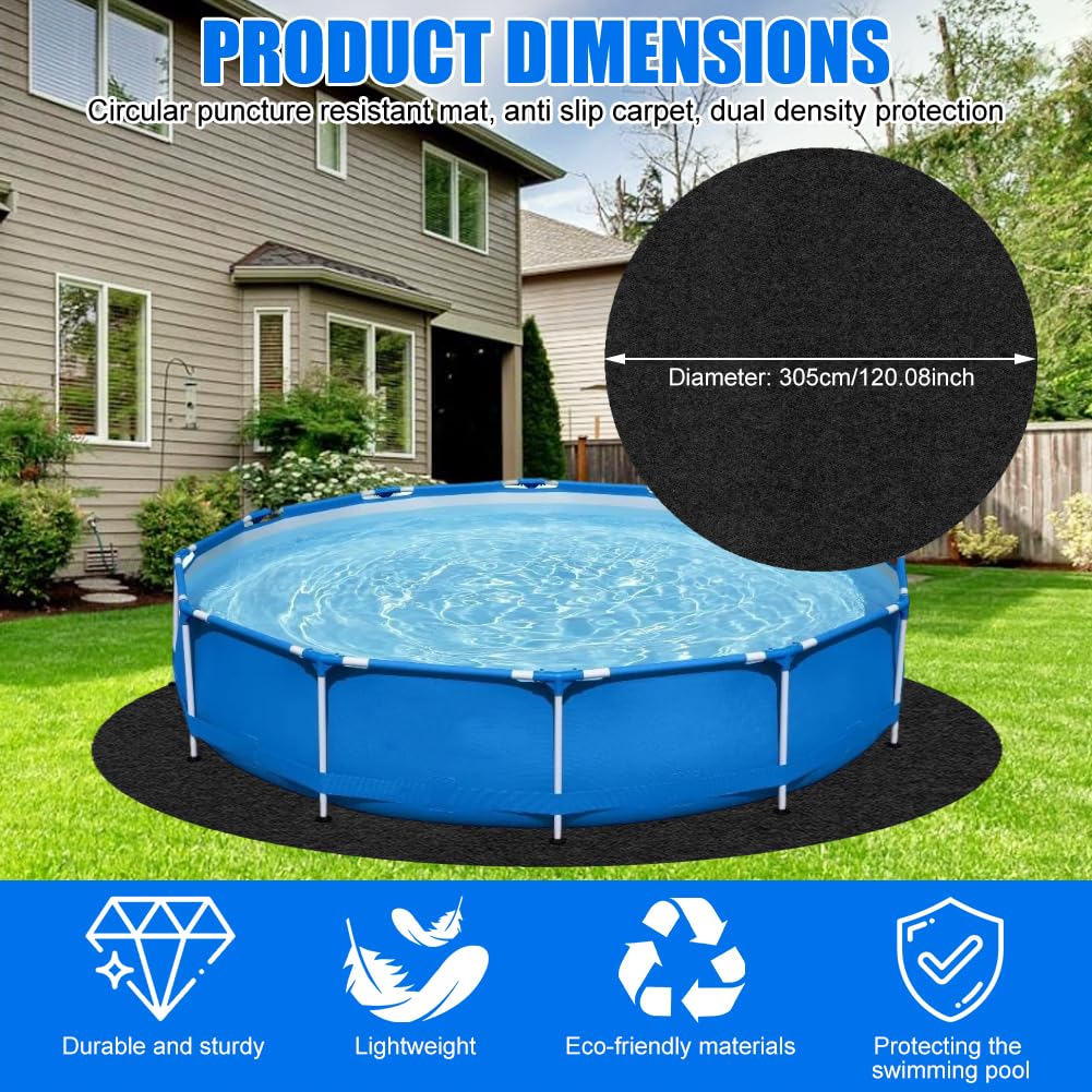 Bâche de sol de piscine ronde - 305/370/460 cm - Tapis de protection du sol pour piscine, jacuzzi, piscine d'extérieur, antidérapant, résistant à la chaleur et durable - Pour jardin et terrasse (305 - 2