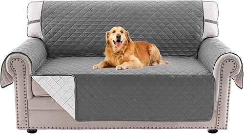 Miniatura 25 de PrinceDeco Funda de sofá reversible lavable para sofá de 2 plazas, protector de muebles con correas elásticas para mascotas, niños, perros y gatos