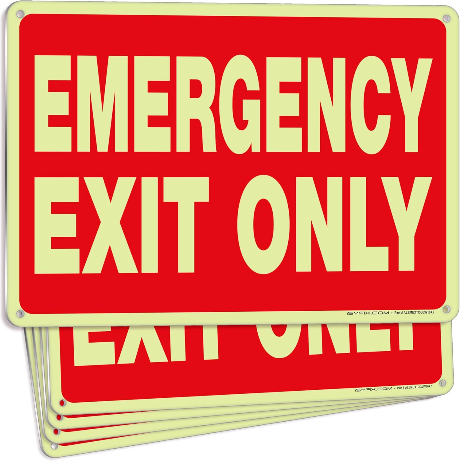 iSYFIX Emergency Exit Only Signs Stickers - 6 Pack 10x7 Inch – Premium Self-Adhesive Vinyl Decal, Laminated for Ultimate UV, Weather, Scratch, Water & Fade Resistance, Indoor & Outdoor