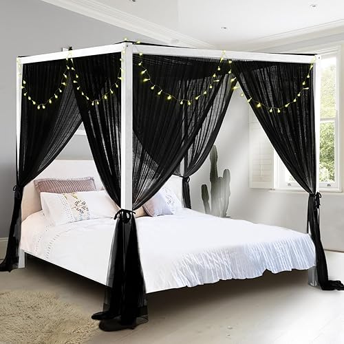 Vista 19 de South to East Toldo de cama de princesa para niñas con estrellas brillantes, toldo rosa para habitación de niñas, cortinas de techo para camas Rosa