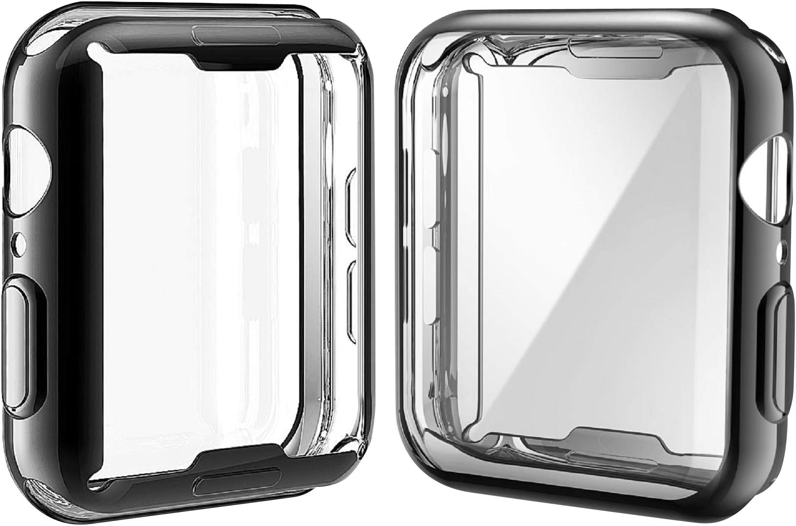 Julk 2-Pack 44mm Case for Apple Watch SE 2023/Series 6/SE/Series 5/Series 4 with Screen Protector, Overall Protective TPU HD Ultra-Thin Cover (1 Black+1 Transparent)