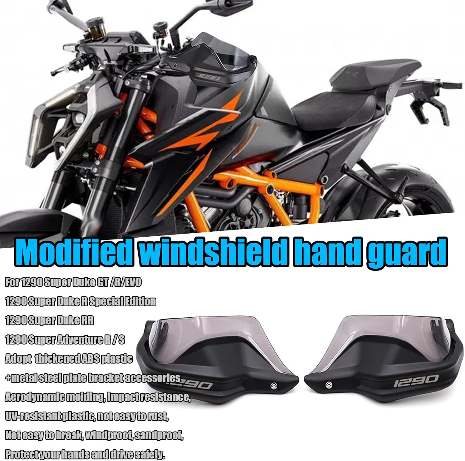 For 1290 Super Duke GT/R/RR/R EVO/R Special Edition 1290 Super Adventure R/S 2017-2026 Motorcycle accessories hand guard windshield handlebars hands wind protection (Transparent Color)