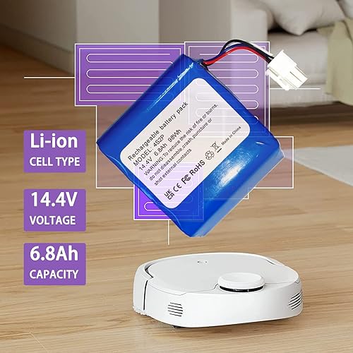 Miniatura 2 de Batería de repuesto de 14.4V 6.8ah compatible con Narwal T10 Narwal YJCC010 YJCC003 YJCC001 Robot Aspirador Batería de repuesto, color negro