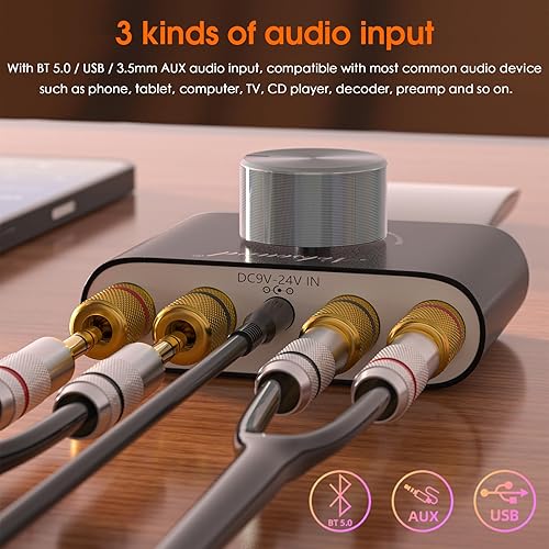 Miniatura 3 de Nobsound Mini amplificador de potencia Bluetooth 5.0, amplificador digital estéreo de alta fidelidad 2.0 canales 50 W × 2 con entrada