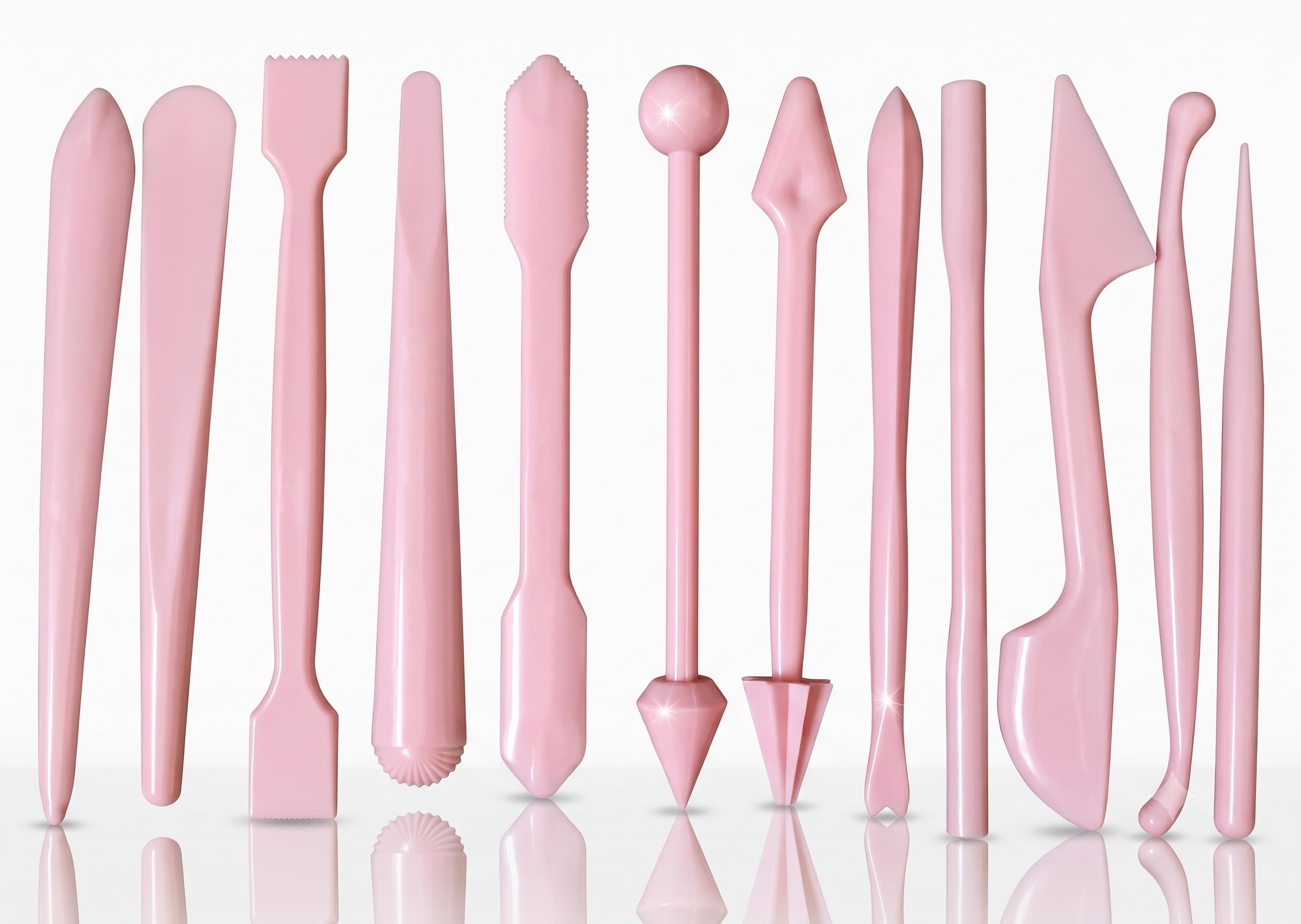 ART RANGER 12-Piece Pink Clay Modeling Tools Set – Double-Ended Fondant Cake Decorating Tools, Polymer Clay Sculpting Kit, Pottery Carving & Texturing Detail Tools for Kids, Adults, Artists & Bakers-image-16