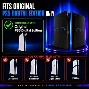 Faceplates for PS5 Digital Edition (Original Model) Replacement Side Shell Panels, Anti-Scratch Dust-Proof Custom Design Cover Plates (Retro Design)