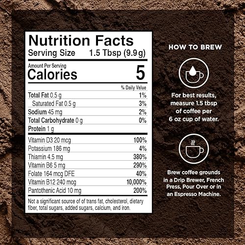 Vista 60 de VitaCup Genius - Café molido keto con cúrcuma, aceite MCT, vitaminas B, D3, café molido tostado medio oscuro, audaz y suave, granos de café 100%