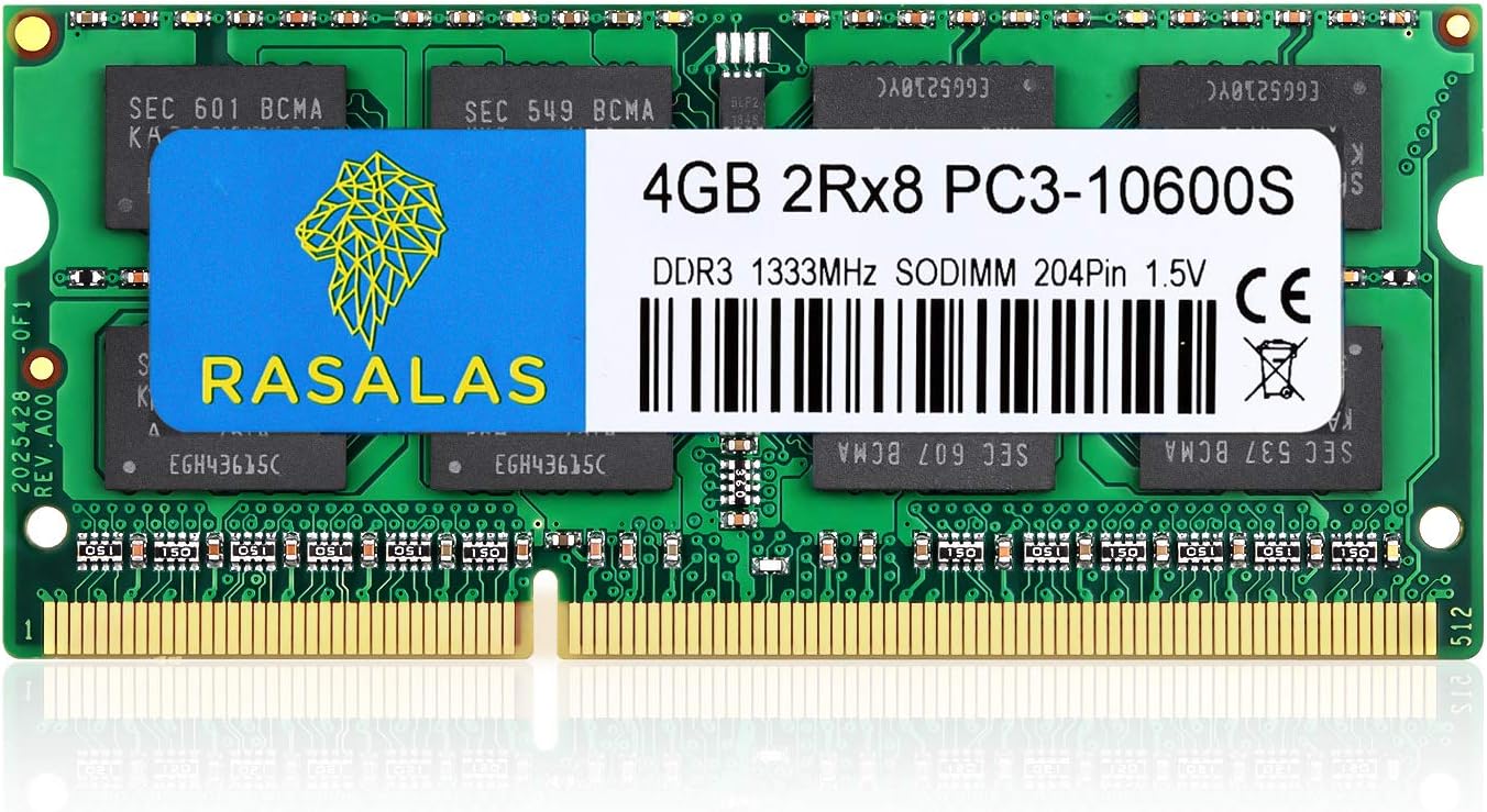 Rasalas 4GB DDR3 1333MHz PC3-10600 SODIMM RAM Memory Compatible for Apple Early Late 2011 13/15/17 inch MacBook Pro, Mid 2010 and Mid Late 2011 21.5/27 inch iMac, Mid 2011 Mac Mini