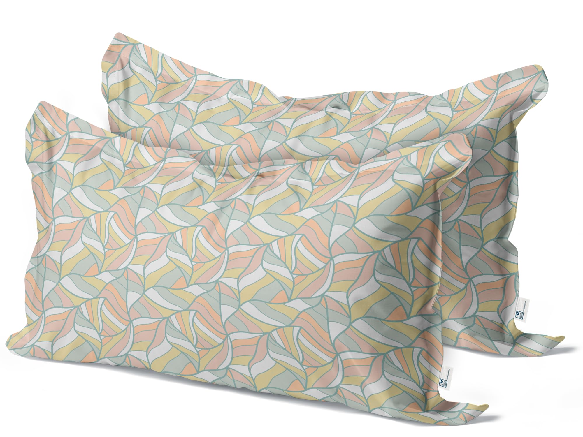 THE WOOD WHITE Soft Premium Brushed Microfiber Printed 250 Tc Pillow Covers Set of 2. 16 X 24 Inch Pillow Cases for Bed, White leaf