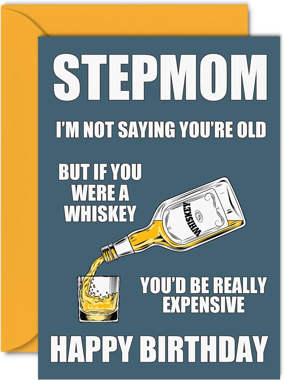 Funny Birthday Cards for Step-Mom - Aged Whiskey Whisky - Joke Rude Birthday Card for Step Mom from Step Son Daughter, Humour 40th 50th 60th 70th 80th Bday A5 Step Mommy Mama Greeting Cards