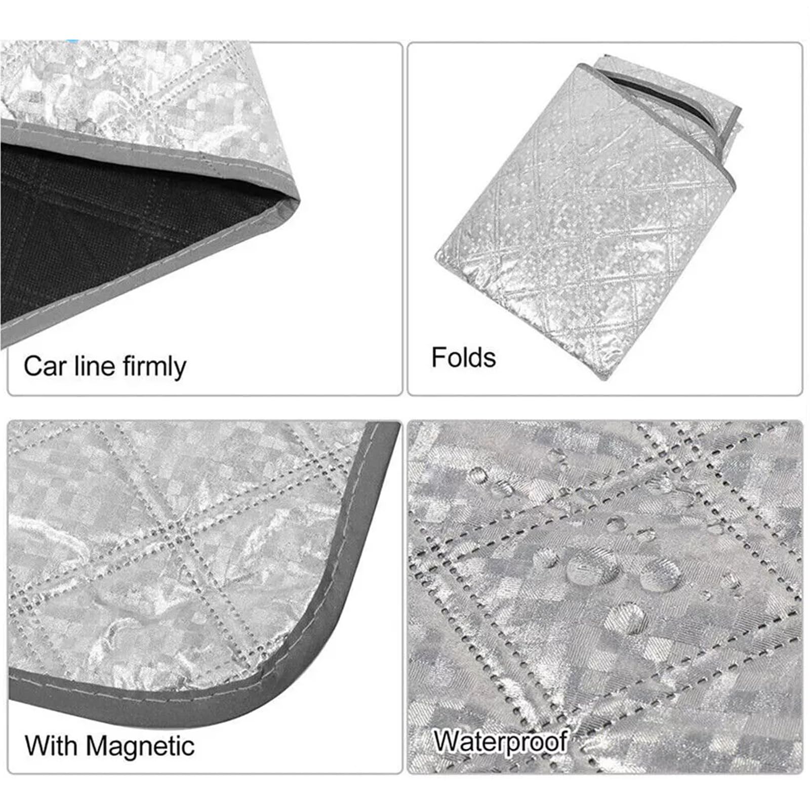 VADO VLTRA Copertura per parabrezza auto, 140 x 80 cm, copertura per parabrezza posteriore, protezione da ghiaccio, neve, parasole, con 2 ganci elastici, 4 magneti, copertura per lunotto posteriore,