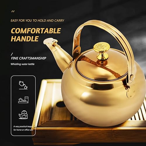 Miniatura 5 de ERINGOGO Tetera con filtro de té suelto extraíble y tapa, juego de tetera y tetera de acero inoxidable de 1.0 cuartos de galón, tetera silbante,