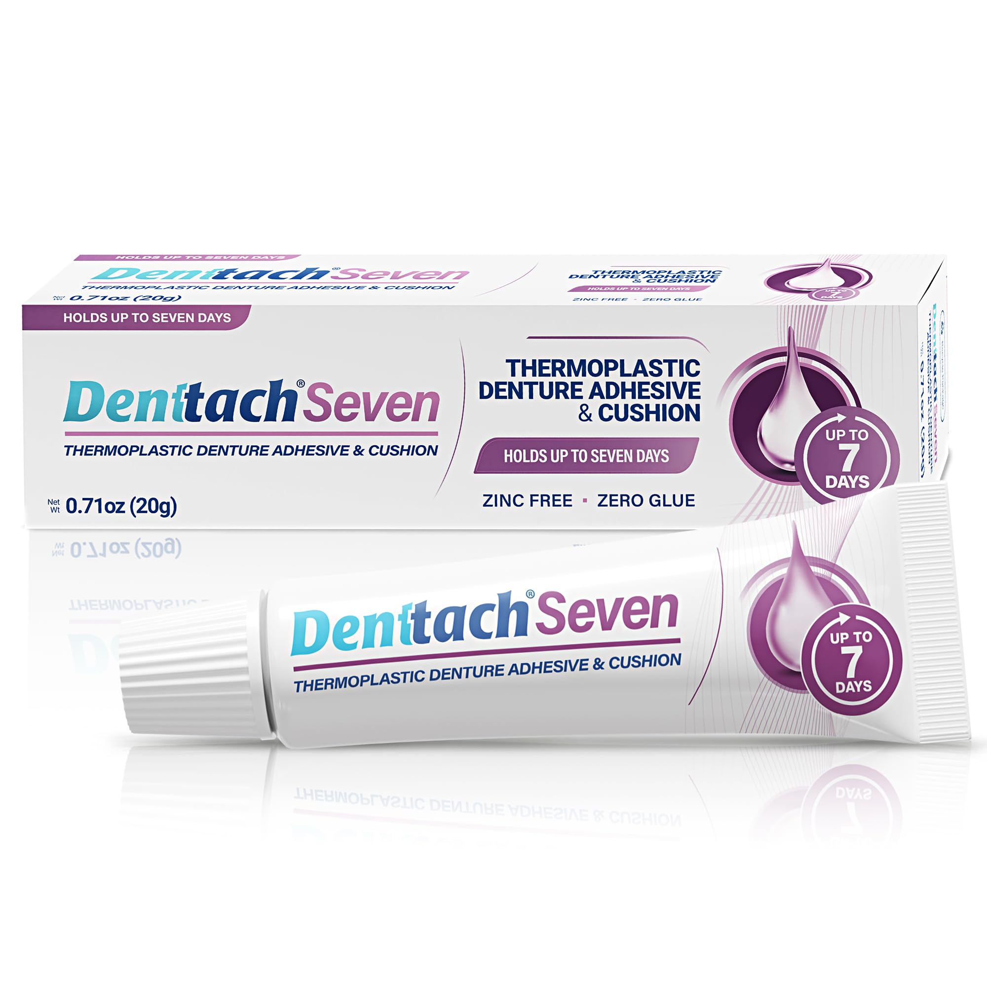 Denttach Denture Adhesive, Thermoplastic Denture Adhesive, Cushion and Reliner, Comfortable, Secure Denture Grip for Up to 7 Days, Non Glue, Zinc Free, Long Holding Denture Reliner