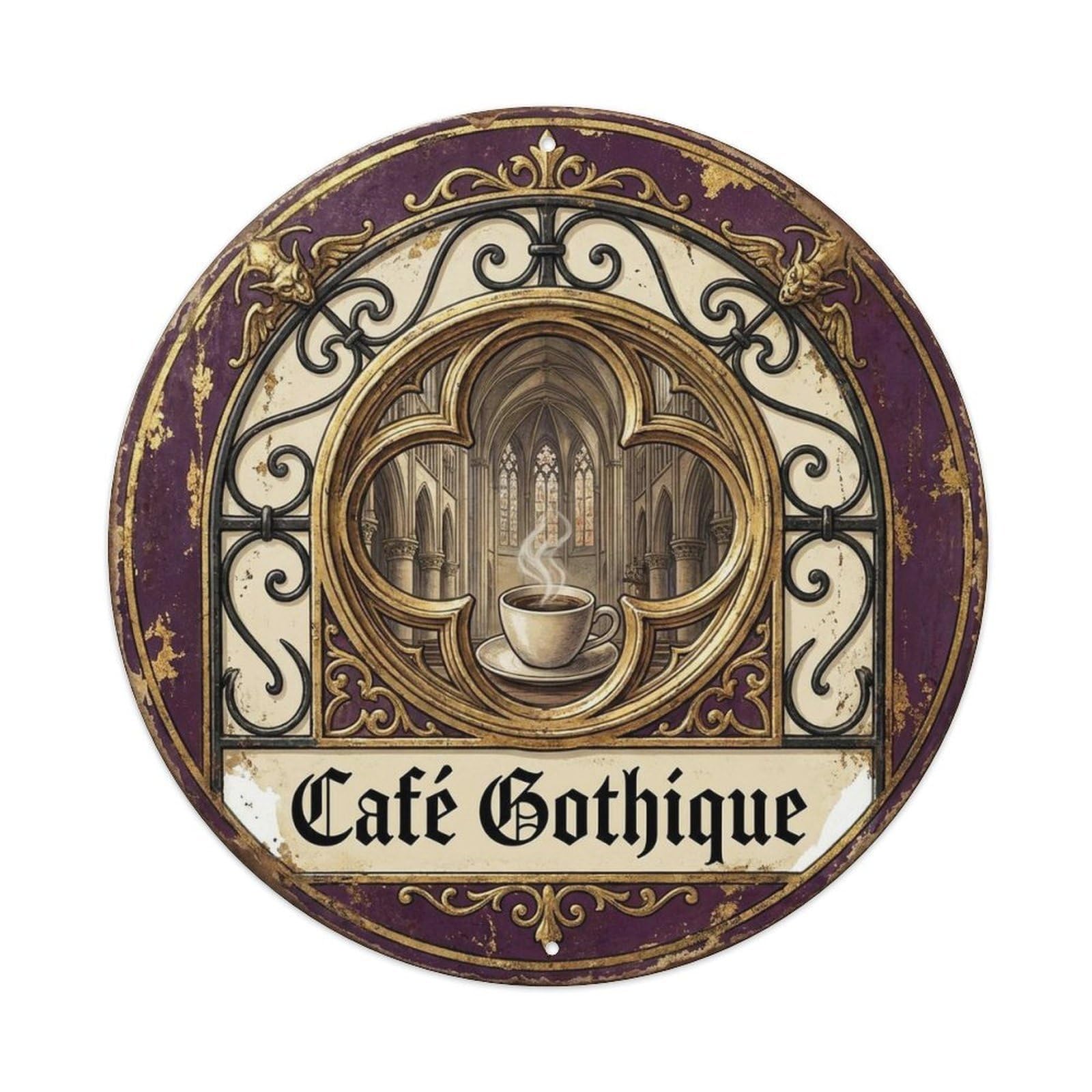 Menu Espresso Roast Cafe Roasted Beans Coffeehouse Metal Tin Sign Plaque Wall Decor for Cafe, Man Cave, Club Bar, Office, Home Garden Round Metal Poster 8x8Inch